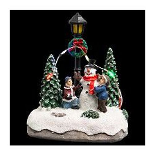 Village de Noël lumineux Scène de vie avec Personnages et sapins