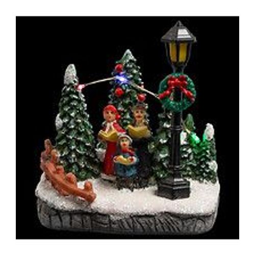 Village de Noël lumineux Scène de vie avec Personnages et sapins