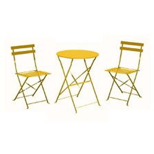 Ensemble Guéridon De Jardin Cuba Ø 60 Cm - Miel + 2 Chaises Pliante Cuba