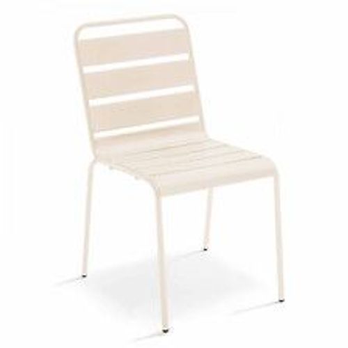 Ensemble Table De Jardin Et 8 Chaises En Métal Gris Et Ivoire