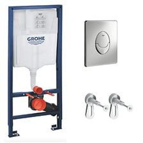 Grohe Set Bâti-support Rapid SL + Equerres murales + Plaque Grohe Skate Air chrome (38528001-A)