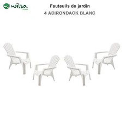 Fauteuil Adirondack Résine Polypropylène Wilsa Garden - Blanc - 4 Fauteuils Adirondack