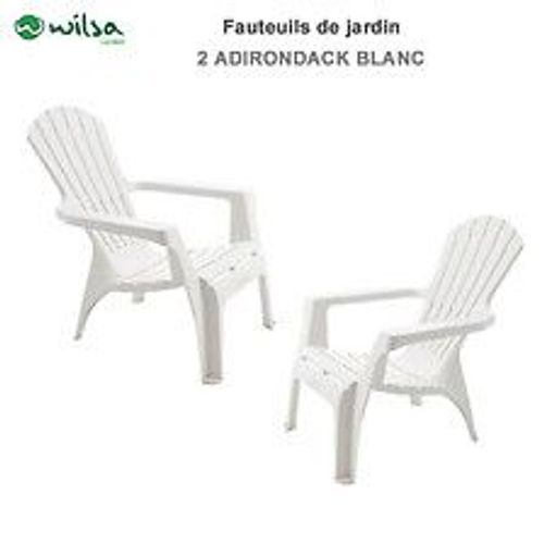 Fauteuil Adirondack Résine Polypropylène Wilsa Garden - Blanc - 2 Fauteuils Adirondack