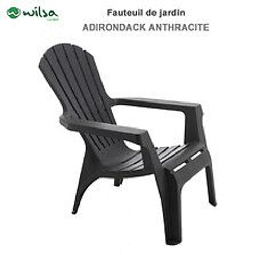 Fauteuil Adirondack Résine Polypropylène Wilsa Garden - Anthracite - 1 Fauteuil Adirondack