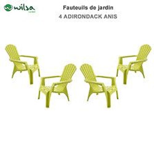 Fauteuil Adirondack Résine Polypropylène Wilsa Garden - Anis - 4 Fauteuils Adirondack