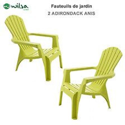 Fauteuil Adirondack Résine Polypropylène Wilsa Garden - Anis - 2 Fauteuils Adirondack