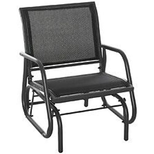 Fauteuil À Bascule De Jardin Rocking Chair Design Contemporain Métal Textilène Noir