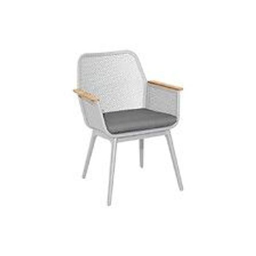Fauteuil Repas De Jardin Maestro Alu Acc Teck+Galette Sunbrella - Blanc/119