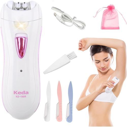 Epilateur Electrique Femme, Épilateur Facial Et Épilation Du Corps Épilateur Pour Femme Y Compris Tondeuse À Sourcils Avec Lumière Led Pour Le Visage Les Aisselles Le Bikini Et Les Jambes Usb