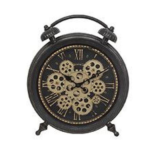 Horloge à poser en noir fini patiné esprit vintage H 41 cm