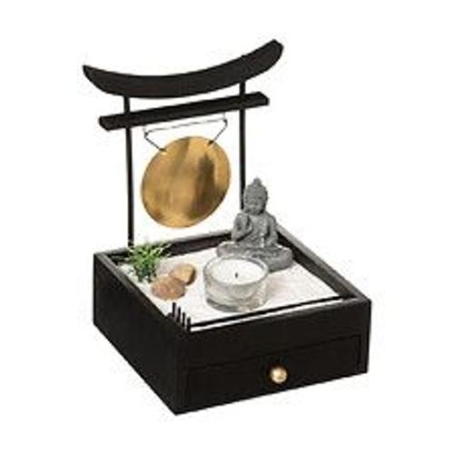 Jardin Zen Coffret Tiroir Bouddha Avec Bougie, Gong Et Décoration