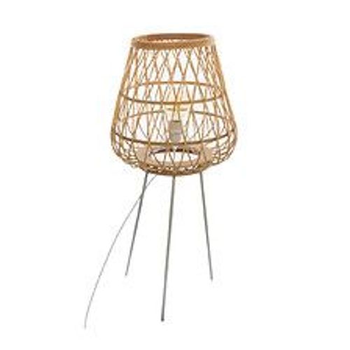 Lampadaire Trépied En Bambou Et Métal H 76 Cm