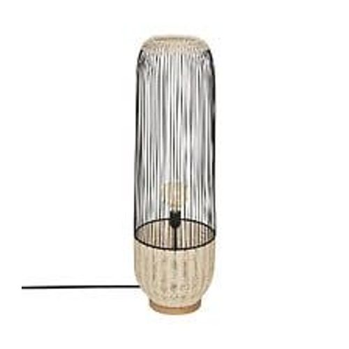 Lampadaire En Métal Noir Et Rotin H 95 Cm