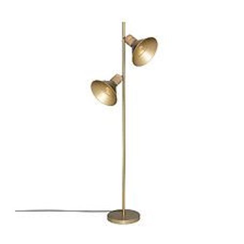 Lampadaire En Métal Doré Et Bois De Manguier H 151 Cm