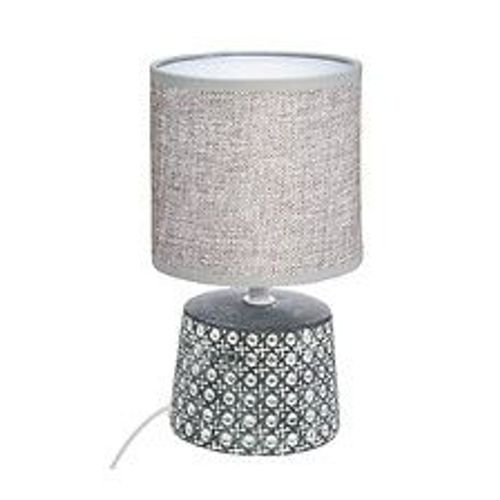 Lampe À Poser Pied En Céramique Style Cannage H 23 Cm