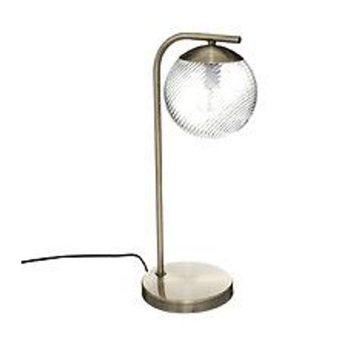 Lampe À Poser En Métal Mordoré Et Verre Strié H 45 Cm