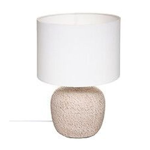 Lampe À Poser En Céramique Beige Et Abat Jour Blanc H 39.5 Cm