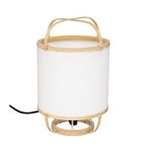 Lampe À Poser Blanche En Bambou D 17 X H 27 Cm