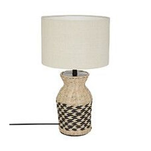 Lampe À  Poser En Osier Et Abat-Jour En Coton H 49 Cm