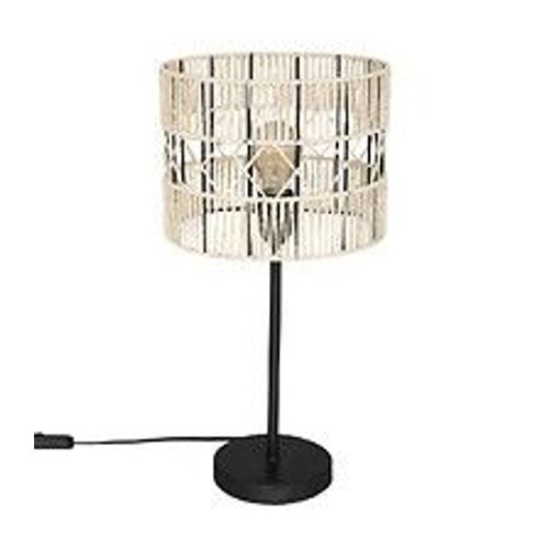 Lampe À  Poser En Métal Noir Et Corde Beige H 47 Cm