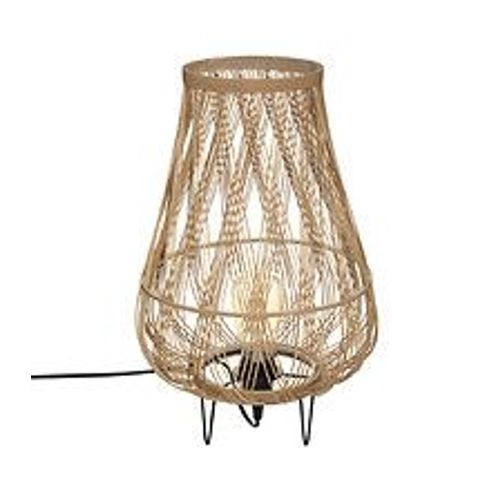 Lampe Trépied En Rotin Et Métal H 44 Cm