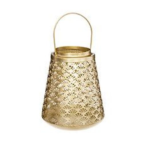 Lanterne En Métal Doré Et Ajouré H 19.5 Cm