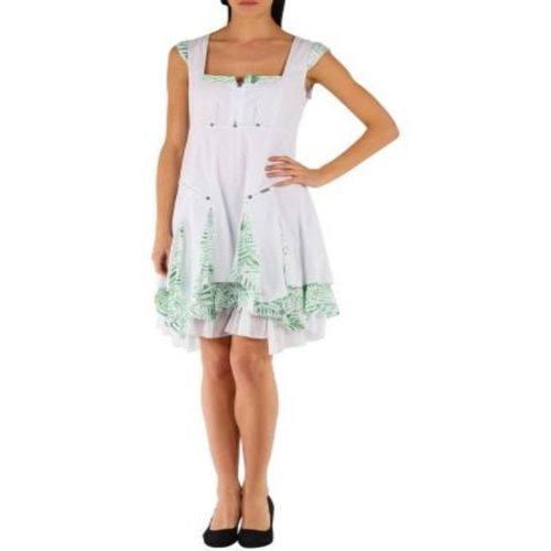 Robe Blanche Et Verte Fermeture Éclair Sur Le Haut
