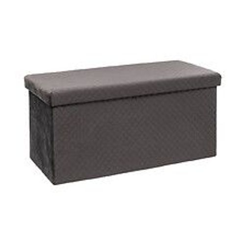 2 En 1 Pouf Pliant Double Et Coffre De Rangement En Velours Gris 76 X 38 Cm