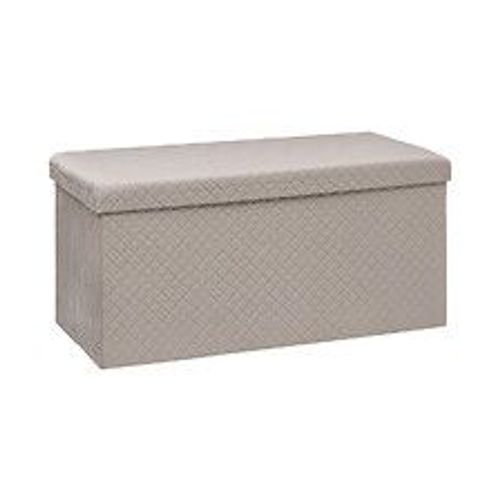 2 En 1 Pouf Pliant Double Et Coffre De Rangement En Velours  Beige Lin 76 X 38 Cm