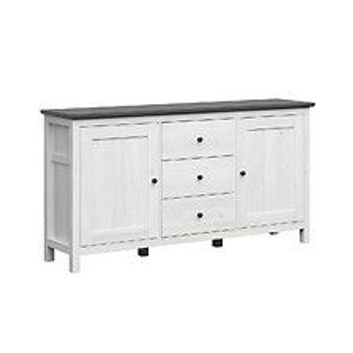 Buffet 2 Portes 3 Tiroirs Duck Blanc Et Bois Foncé