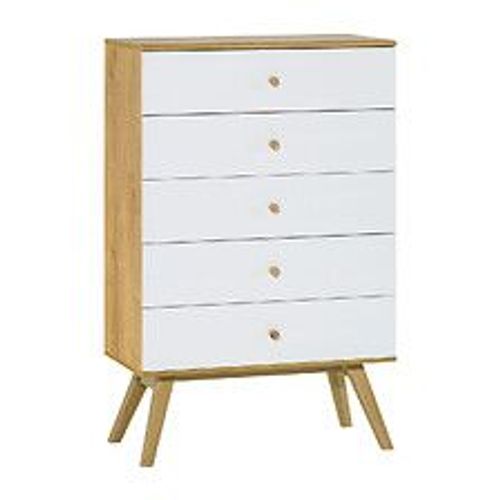 Commode 5 Tiroirs Nature Blanc