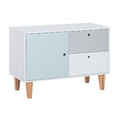 Commode Basse 1 Porte 2 Tiroirs Concept Bleu Ciel