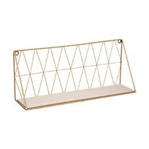 Etagère Murale En Métal Filaire Doré 48 X 20 Cm