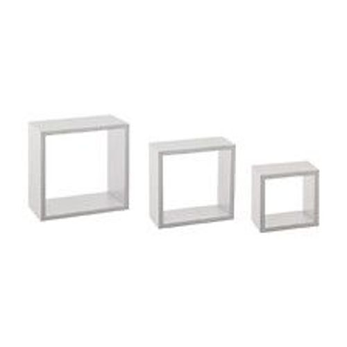Lot De 3 Étagères Murales Flottantes Cubes Coloris Blanc Fixations Invisibles