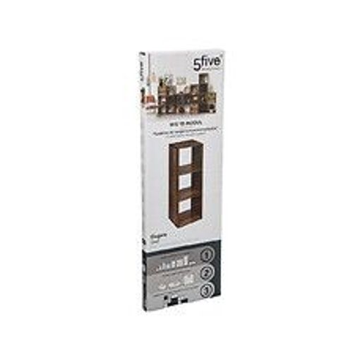 Meuble Étagère 3 Cases De Rangement Effet Bois Foncé Style Industriel H 100.5 Cm