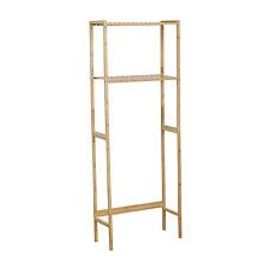 Meuble Dessus De Toilettes Wc Avec 2 Étagères En Bambou H 161 Cm