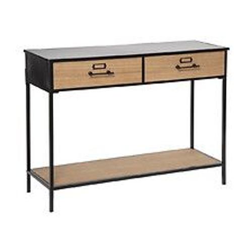 Meuble Console 2 Tiroirs En Bois Et Métal Noir H 84.5 Cm