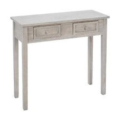 Meuble Console 2 Tiroirs En Bois Effet Blanchi H 76 Cm