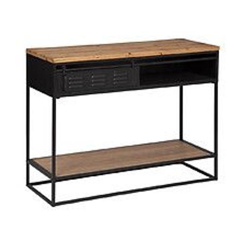 Meuble Console 1 Porte En Bois Et Métal Noir Industriel 110 X 85.5 Cm