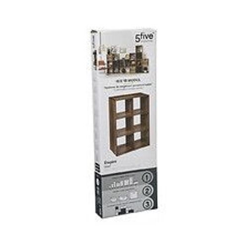 Meuble Étagère 6 Cases De Rangement Coloris Bois Foncé Style Industriel H 100.5 Cm