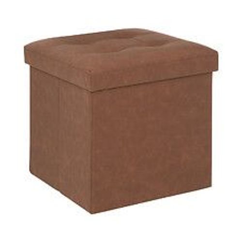 Pouf Et Coffre De Rangement En Bois Et Revêtement Marron 38 X 38 Cm