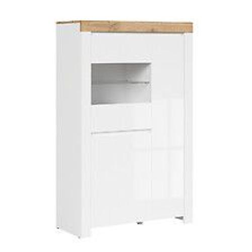 Vitrine 3 Portes Hella Blanc Et Bois