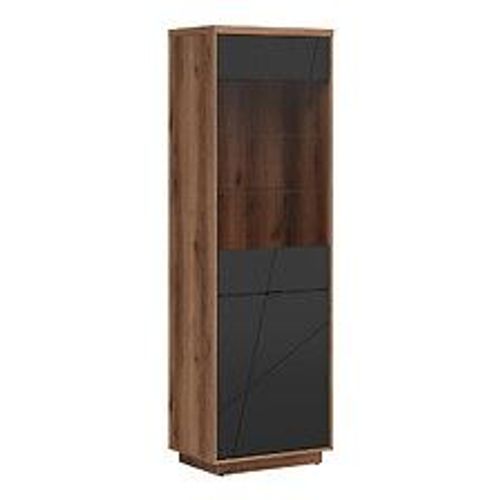 Vitrine 2 Portes Sven Noir Et Bois