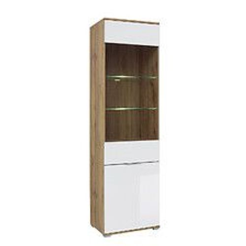Vitrine 2 Portes Selma Blanc Et Bois