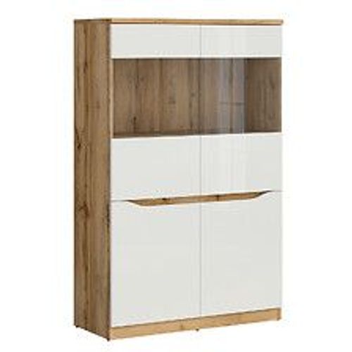 Vitrine 2 Portes June Blanc Et Bois