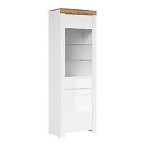 Vitrine 2 Portes Hella Blanc Et Bois