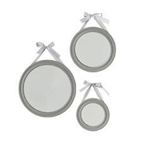 Lot de 3 Miroirs à suspendre en Bois avec Ruban