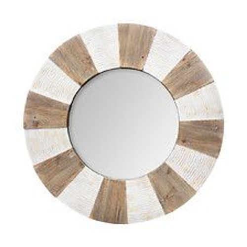 Grand Miroir mural en Bois effet Vieilli avec Relief D 90 cm