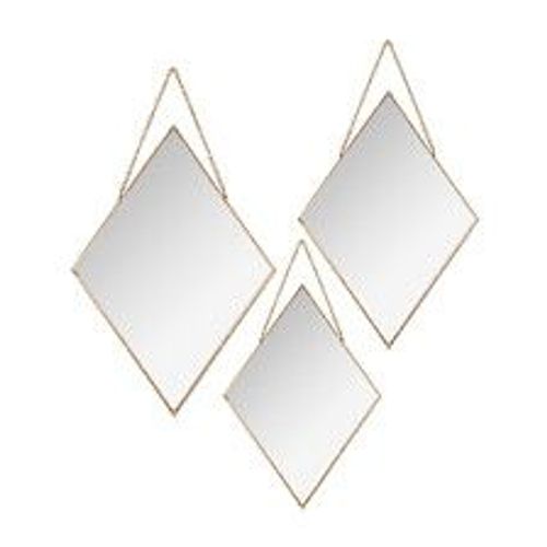Lot de 3 Miroirs losanges en métal doré
