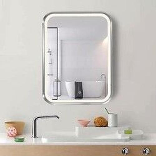 Miroir LED Rectangulaire 35W 60x80cm avec Interrupteur Tactile Cadre Alu pour Salle de Bain - SILAMP